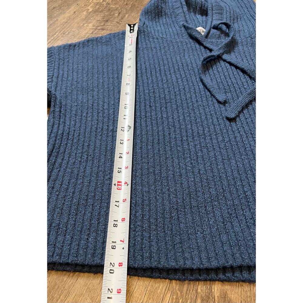 PINK Victoria's Secret Blue Ribbed Knit Pullover Hoodie Sweater NWOT Sz M - Picture 6 of 7